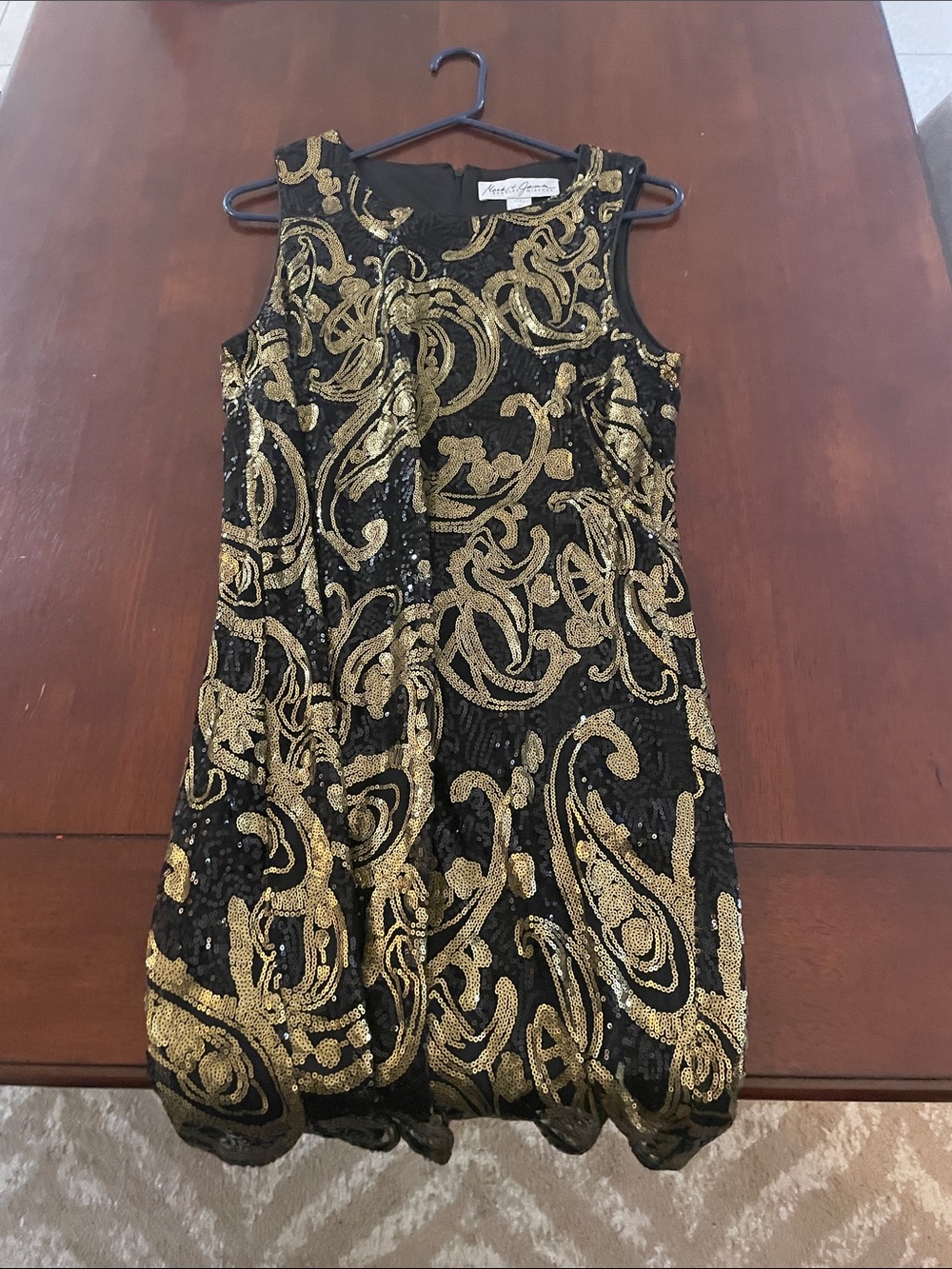 Sleeveless Black & Gold Sequin Party Dress for Girls by Angel - Elegant A-Line